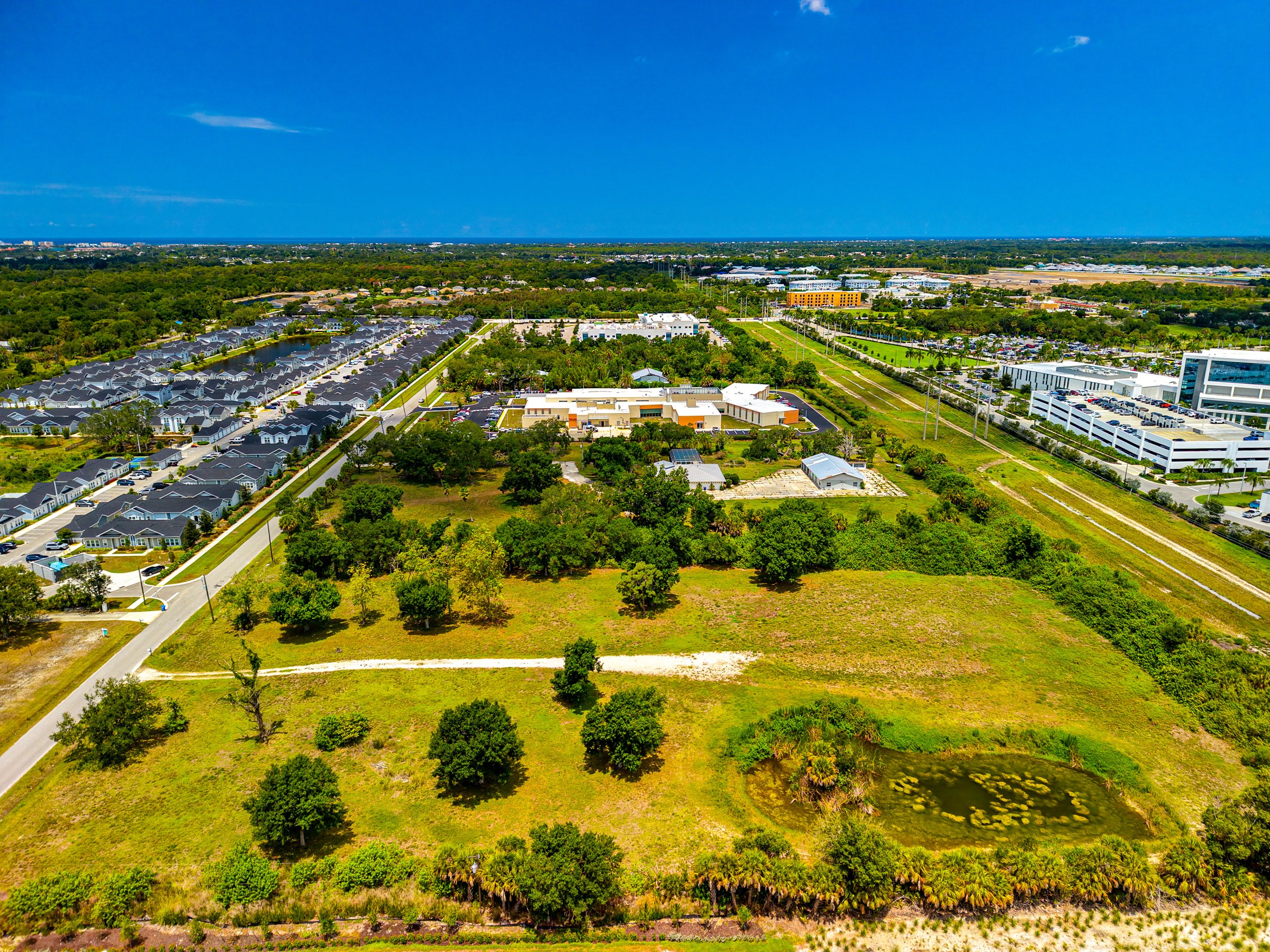 Aerial view of the Curry Lane development site beside SMH Venice
